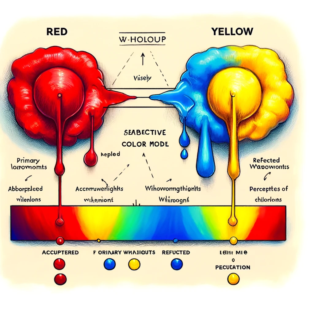 Meaningless diagram meant to illustrate the mixing of two spectral colors
in a subtractive color space